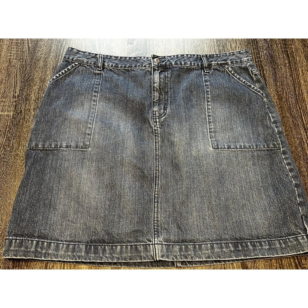 Tommy Hilfiger Woman Denim Mini Skirt Dark Wash‎ Blue Cotton Plus Size 16